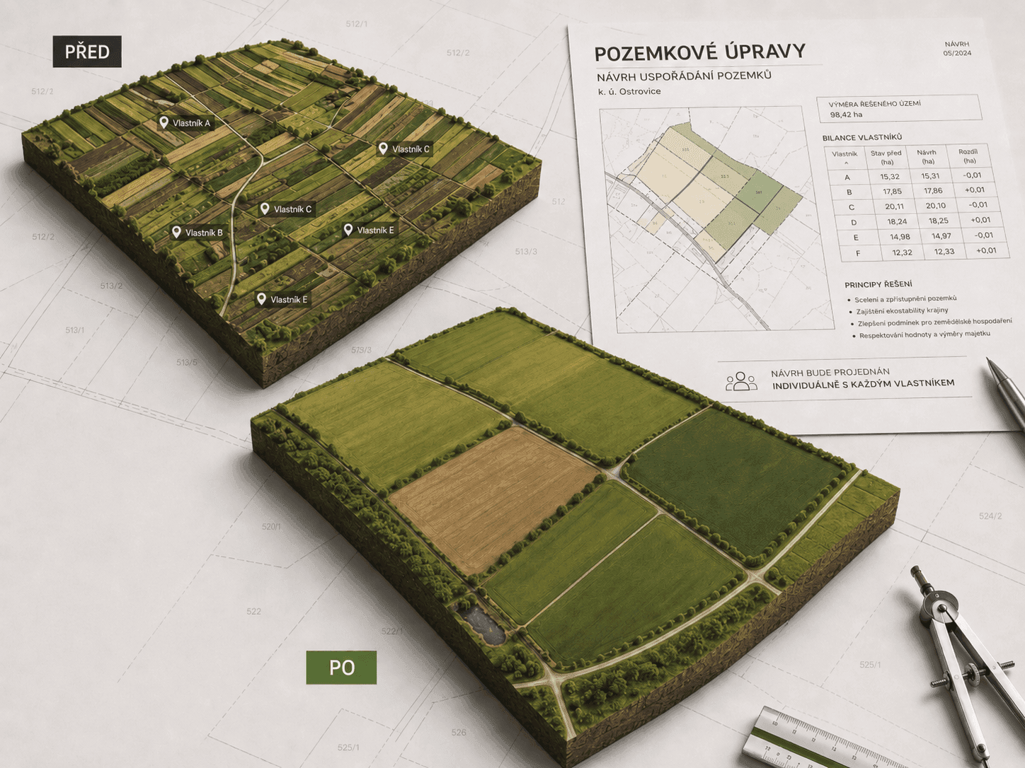 Proposal for the new layout of land parcels